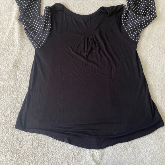Pebble and Stone black blouse sheer sleeves with polkadots size medium​​​​​ - Picture 6 of 7